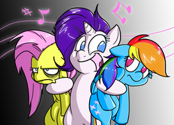 Size: 1104x796 | Tagged: artist needed, safe, fluttershy, rainbow dash, rarity, g4, pinkity