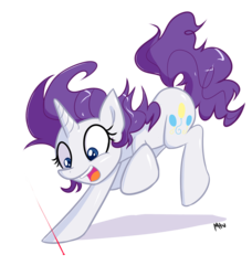 Size: 2050x2250 | Tagged: safe, artist:miketheuser, rarity, pony, unicorn, g4, behaving like a cat, female, laser pointer, mare, open mouth, personality swap, pinkity, pun, raricat, simple background, solo, swapped cutie marks, transparent background, visual pun