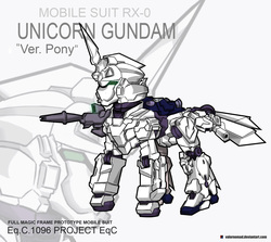 Size: 1429x1275 | Tagged: safe, artist:valornomad, crossover, gun, gundam, gundam uc, ponified, unicorn gundam