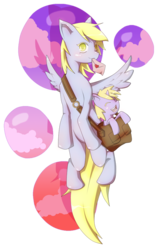 Size: 643x1000 | Tagged: safe, derpy hooves, dinky hooves, pegasus, pony, g4, equestria's best mother, female, mare, pixiv