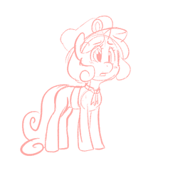 Size: 500x500 | Tagged: safe, artist:mt, sweetie belle, g4, blushing, clothes, filly guides, monochrome, uniform