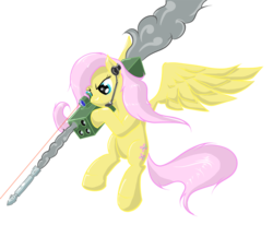 Size: 1000x823 | Tagged: safe, artist:cyb3rwaste, fluttershy, g4, rocket launcher