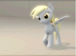 Size: 494x365 | Tagged: safe, artist:tohino, artist:yukitoshii, derpy hooves, pegasus, pony, g4, 3d, animated, cute, derpabetes, eyes closed, female, gif, mare, muffin, smiling, solo, source filmmaker, stage.bsp, walk cycle, walking, weapons-grade cute, youtube link