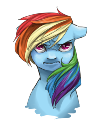 Size: 700x800 | Tagged: safe, artist:etrnlpeace, rainbow dash, pegasus, pony, g4, angry, bust, female, portrait, solo