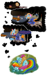 Size: 1500x2410 | Tagged: safe, artist:gor1ck, pinkie pie, princess luna, rainbow dash, scootaloo, smarty pants, twilight sparkle, alicorn, pegasus, pony, unicorn, g4, female, filly, mare, rope, saw (movie), scootalove, simple background, transparent background