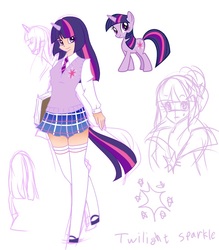 Size: 700x800 | Tagged: safe, artist:y.i, twilight sparkle, human, g4, female, horn, horned humanization, humanized, pixiv, solo, tailed humanization