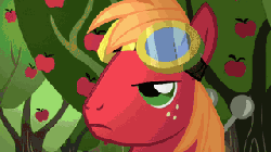 Size: 320x180 | Tagged: safe, edit, edited screencap, screencap, big macintosh, earth pony, pony, g4, the super speedy cider squeezy 6000, animated, badass, born ready, goggles, male, reaction image, stallion