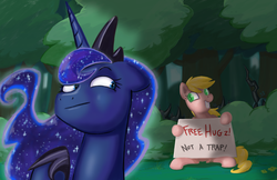 Size: 2919x1891 | Tagged: safe, artist:professor-ponyarity, princess luna, queen chrysalis, oc, changeling, g4, adventure in the comments, seems legit, trap (device), zot