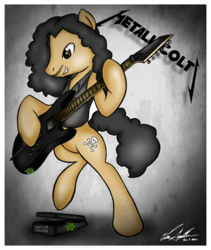 Size: 1200x1420 | Tagged: safe, artist:ep-777, pony, bipedal, electric guitar, guitar, heavy metal, kirk hammett, metallica, musical instrument, ponified, solo, thrash metal, wah-wah pedal