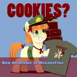 Size: 1000x1000 | Tagged: safe, artist:kevinsano, tag-a-long, pony, g4, clothes, merchandise, shirt, solo, thin mint, welovefine