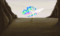 Size: 801x481 | Tagged: safe, artist:auraion, princess celestia, trixie, g4, lord of the rings, ponies riding ponies, riding, staff