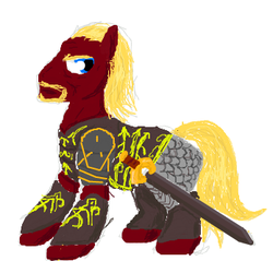 Size: 348x333 | Tagged: safe, artist:auraion, lord of the rings, ponified, rohan, rule 85, sword, theoden