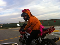 Size: 2592x1936 | Tagged: safe, scootaloo, human, g4, cosplay, irl, irl human, motorcycle, photo, solo