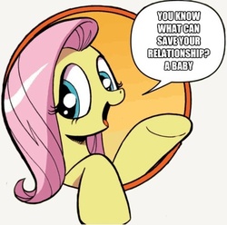 Size: 423x419 | Tagged: safe, idw, fluttershy, pony, friendship is magic #3, g4, my little pony: friendship is magic (idw), bad advice fluttershy, exploitable meme, meme, solo