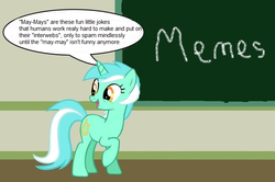 Size: 700x464 | Tagged: safe, lyra heartstrings, g4, chalkboard, heartstrings, human studies101 with lyra, lyra got it right, meme, meta, text