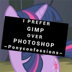 Size: 530x530 | Tagged: safe, twilight sparkle, g4, gimp, photoshop, pony confessions, roboto, text