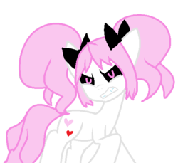 Size: 507x464 | Tagged: safe, artist:poetryunite, angry, black sclera, pink hair, ponified, shiki, shimizu megumi