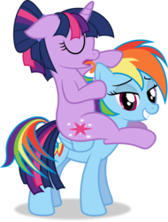 Size: 7231x9495 | Tagged: safe, artist:infinitoa, rainbow dash, twilight sparkle, pegasus, pony, unicorn, g4, absurd resolution, alternate hairstyle, female, lesbian, licking, mare, ponies riding ponies, riding, ship:twidash, shipping, simple background, transparent background, twilight riding rainbow dash, unicorn twilight, vector