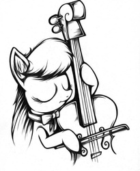 Size: 667x814 | Tagged: safe, artist:applepie5480, octavia melody, earth pony, pony, g4, cello, female, monochrome, musical instrument, solo, trace