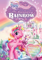 Size: 354x500 | Tagged: safe, rarity (g3), pony, unicorn, g3, the runaway rainbow, bow, castle, crown, crystal princess, crystal princess: the runaway rainbow, cute, dvd cover, female, jewelry, looking at you, magic wand, my little pony logo, princess rarity, rainbow, regalia, solo, unicornia