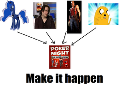 Size: 1022x742 | Tagged: safe, princess luna, g4, adventure time, duke nukem, egoraptor, exploitable meme, jake the dog, make it happen, male, meta, poker night at the inventory