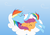 Size: 1052x744 | Tagged: safe, artist:bleutaco, rainbow dash, scootaloo, g4, cloud, sleeping