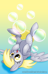 Size: 582x900 | Tagged: safe, artist:scorchie-critter, derpy hooves, pegasus, pony, g4, bubble, female, mare, solo