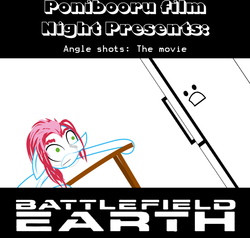 Size: 1000x950 | Tagged: safe, artist:daisyhead, oc, oc only, oc:flicker, ponibooru film night, battlefield earth, dutch angle, refrigerator