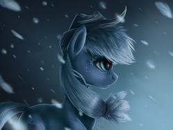 Size: 4000x3000 | Tagged: safe, artist:gonedreamer, applejack, earth pony, pony, g4, detailed, female, snow, snowfall, solo