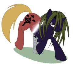 Size: 2110x1764 | Tagged: safe, artist:turrkoise, pony, unicorn, envy the jealous, fake cutie mark, fullmetal alchemist, glare, looking at you, male, narrowed eyes, ponified, raised hoof, shapeshifting, simple background, solo, stallion, transparent background