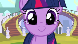 Size: 1280x720 | Tagged: safe, screencap, twilight sparkle, pony, unicorn, g4, season 3, the crystal empire, cute, female, grin, looking at you, mare, smiling, solo, twiabetes, unicorn twilight