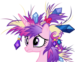 Size: 1843x1528 | Tagged: safe, artist:gray-gold, princess cadance, pony, g4, games ponies play, bad hair, female, frown, lip bite, messy mane, sad, simple background, solo, transparent background, vector