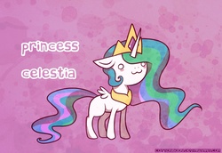 Size: 1251x863 | Tagged: safe, artist:cappydarn, princess celestia, alicorn, pony, g4, :3, chibi, english, female, solo, text