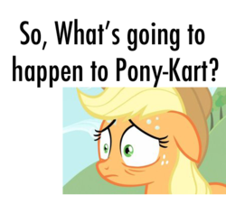 Size: 443x400 | Tagged: safe, applejack, g4, fighting is drama, scared, text