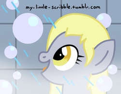 Size: 792x612 | Tagged: safe, artist:scribble, derpy hooves, pegasus, pony, g4, 30 minute art challenge, bubble, female, mare, shower, wet mane