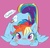 Size: 850x818 | Tagged: safe, artist:mlpfwb, rainbow dash, g4, blushing, chibi, cute, moe, younger