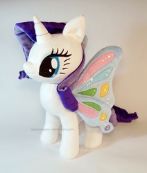 Size: 1016x1200 | Tagged: safe, artist:planetplush, rarity, pony, g4, butterfly wings, irl, photo, plushie, solo, wings