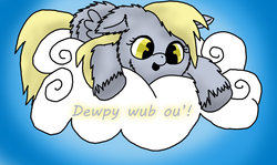 Size: 1024x610 | Tagged: safe, artist:inkiepie, derpy hooves, fluffy pony, pegasus, pony, g4, cloud, female, fluffyderpy, mare