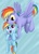 Size: 451x630 | Tagged: dead source, safe, artist:xioade, rainbow blaze, rainbow dash, pegasus, pony, g4, games ponies play, my little pony: friendship is magic, season 3, family, female, filly, filly rainbow dash, foal, holding a pony, male, stallion, younger