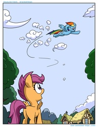 Size: 1276x1650 | Tagged: safe, artist:latecustomer, rainbow dash, scootaloo, comic:dreams and reality, g4, butt, comic, dreams and reality, plot, scootabutt, scootaloo can't fly