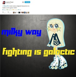 Size: 1200x1220 | Tagged: safe, fighting is magic, barely pony related, fighting is drama, galaxy girls, lauren faust, milky way (milky way and the galaxy girls), milky way and the galaxy girls, text, twitter