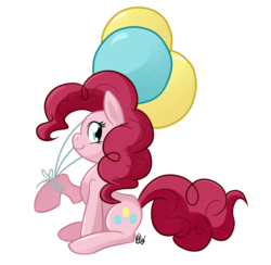 Size: 870x848 | Tagged: safe, artist:shellsweet, pinkie pie, earth pony, pony, g4, balloon, cute, diapinkes, female, mare, profile, simple background, sitting, solo, transparent background