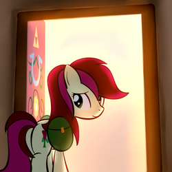 Size: 800x800 | Tagged: safe, artist:why485, roseluck, pony, g4, female, saddle bag, solo, the legend of zelda, triforce