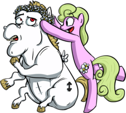 Size: 397x355 | Tagged: safe, artist:senselesssquirrel, bulk biceps, daisy, flower wishes, earth pony, pegasus, pony, g4, female, flower, lowres, male, mare, simple background, stallion, transparent background