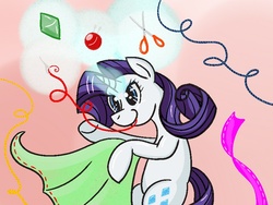 Size: 800x600 | Tagged: safe, artist:shinkuma, rarity, pony, g4, fabric, female, magic, scissors, sewing, solo