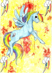 Size: 1664x2315 | Tagged: safe, artist:raevenilonka, rainbow dash, pony, g4, cutie mark, female, solo, traditional art