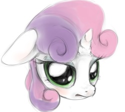 Size: 678x607 | Tagged: safe, artist:darkponyfantasies, sweetie belle, g4, bust, floppy ears, head only, portrait, simple background, solo, white background