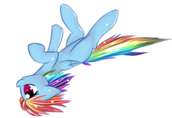 Size: 658x450 | Tagged: safe, artist:strangemoose, rainbow dash, pegasus, pony, g4, female, simple background, solo, white background