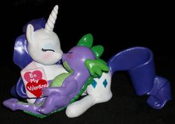 Size: 3356x2396 | Tagged: safe, artist:madponyscientist, rarity, spike, dragon, pony, unicorn, g4, boop, craft, female, holiday, irl, male, noseboop, photo, sculpture, ship:sparity, shipping, straight, valentine, valentine's day