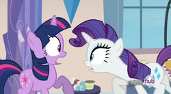 Size: 852x466 | Tagged: safe, screencap, rarity, twilight sparkle, g4, games ponies play